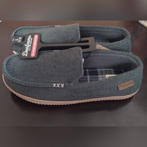 Dearfoams Cozy Comfort Woven Moc Slippers Grey Size L 11/12 NWT